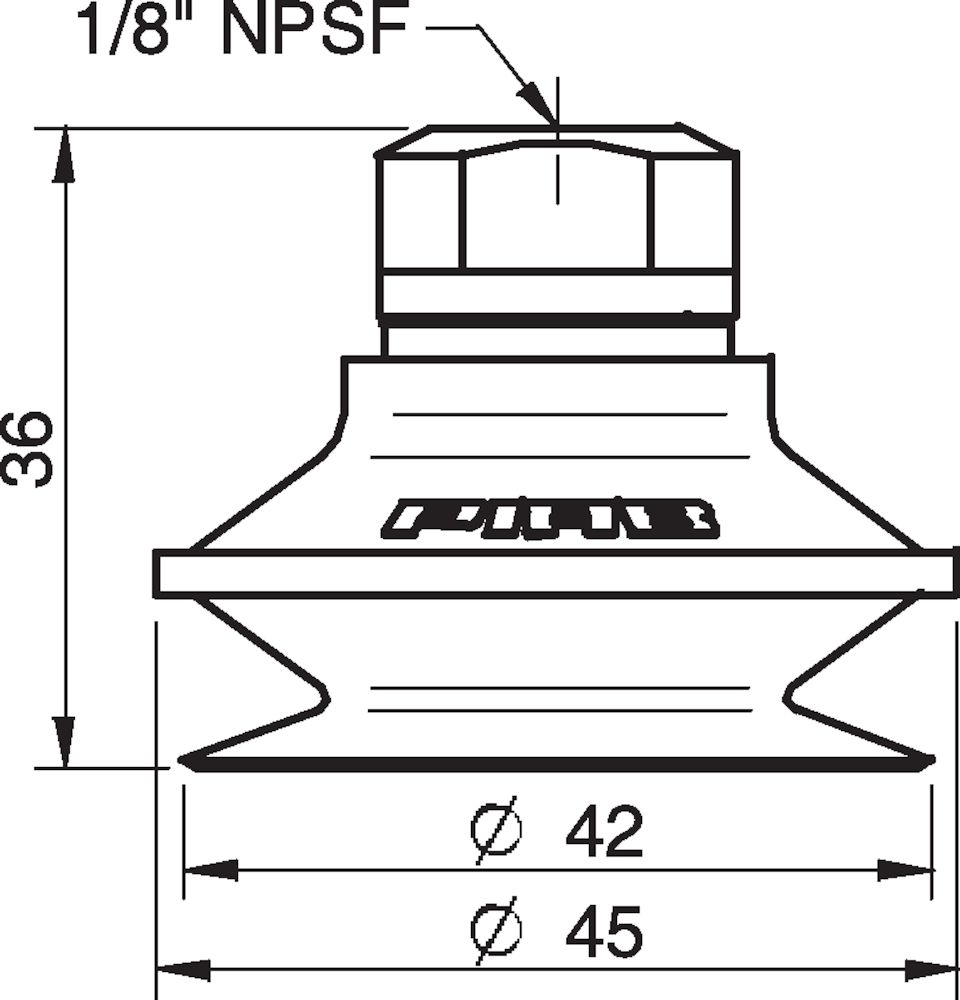 Piab Suction cup B40MF Thermoelastic polyurethane, 1/8 NPSF female