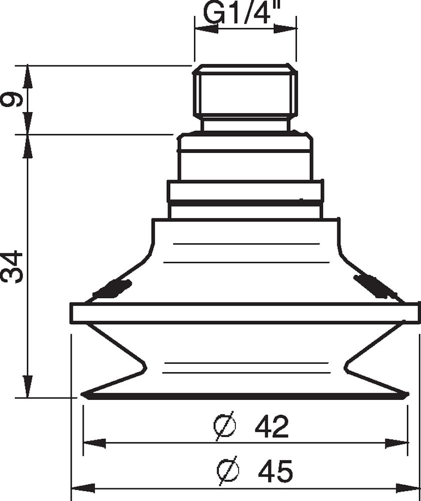 Piab Suction cup B40MF Thermoelastic polyurethane, 1/4 NPT male, with mesh filter