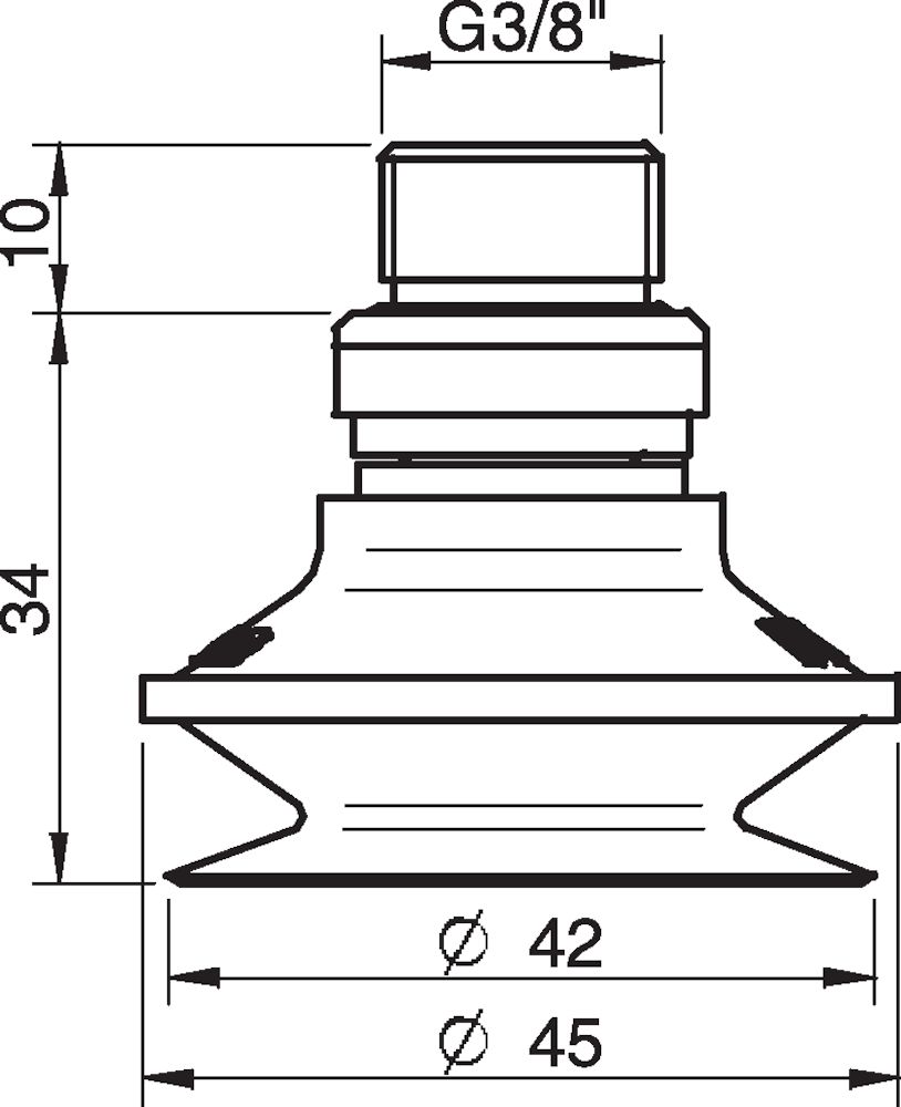 Piab Suction cup B40MF Thermoelastic polyurethane, G3/8 male, with mesh filter