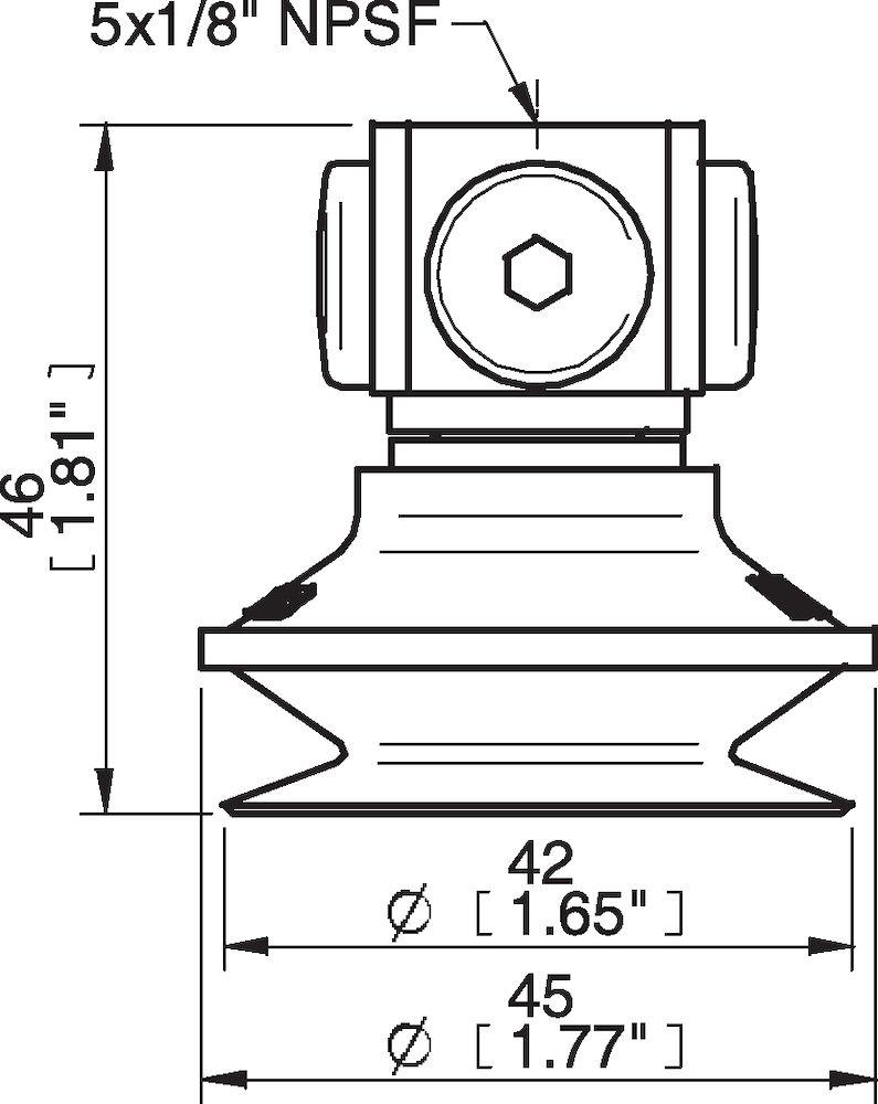 Piab Suction cup B40MF Thermoelastic polyurethane, 5x1/8 NPSF female