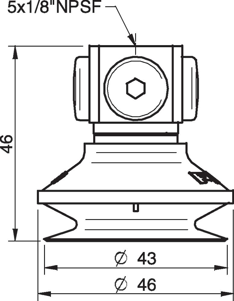 Piab Suction cup B40 Chloroprene, 5x1/8 NPSF female