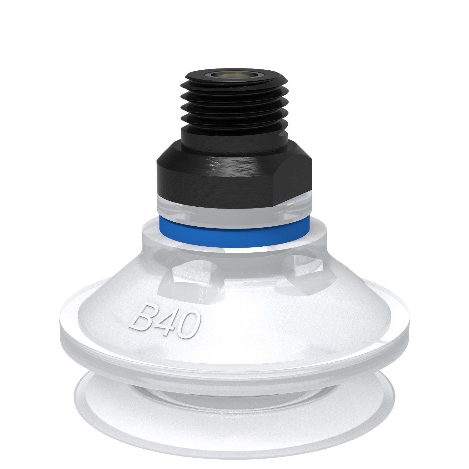 Piab B40.21.04AC / 9909659 Suction cup B40 Silicone FCM, 1/4" NPT male, with mesh filter