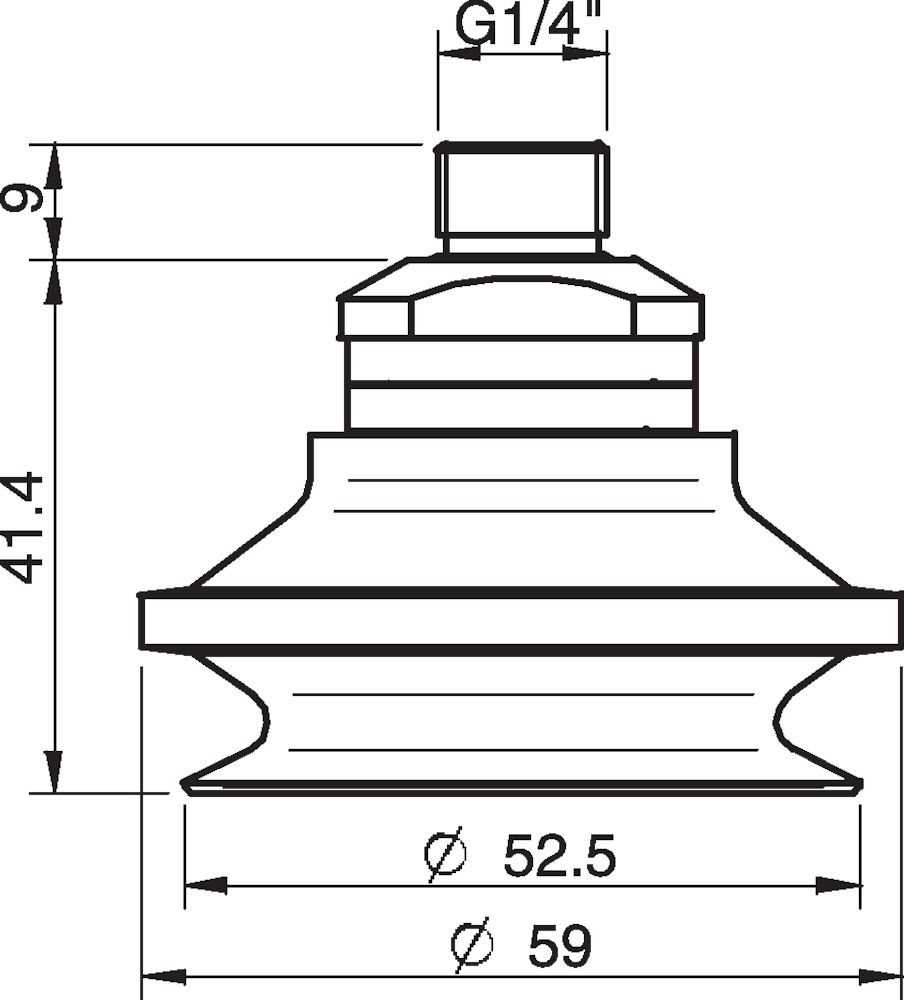 Piab Suction cup B50-2 Silicone, 1/4 NPT male, with mesh filter