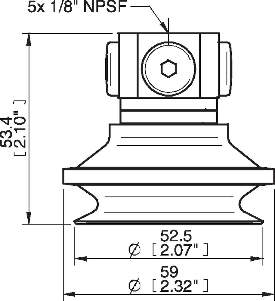 Piab Suction cup B50-2 Silicone with filter, 5x1/8 NPSF female