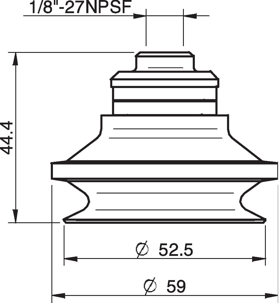 Piab Suction cup B50-2 Nitrile-PVC with filter, 1/8 NPSF female, PA