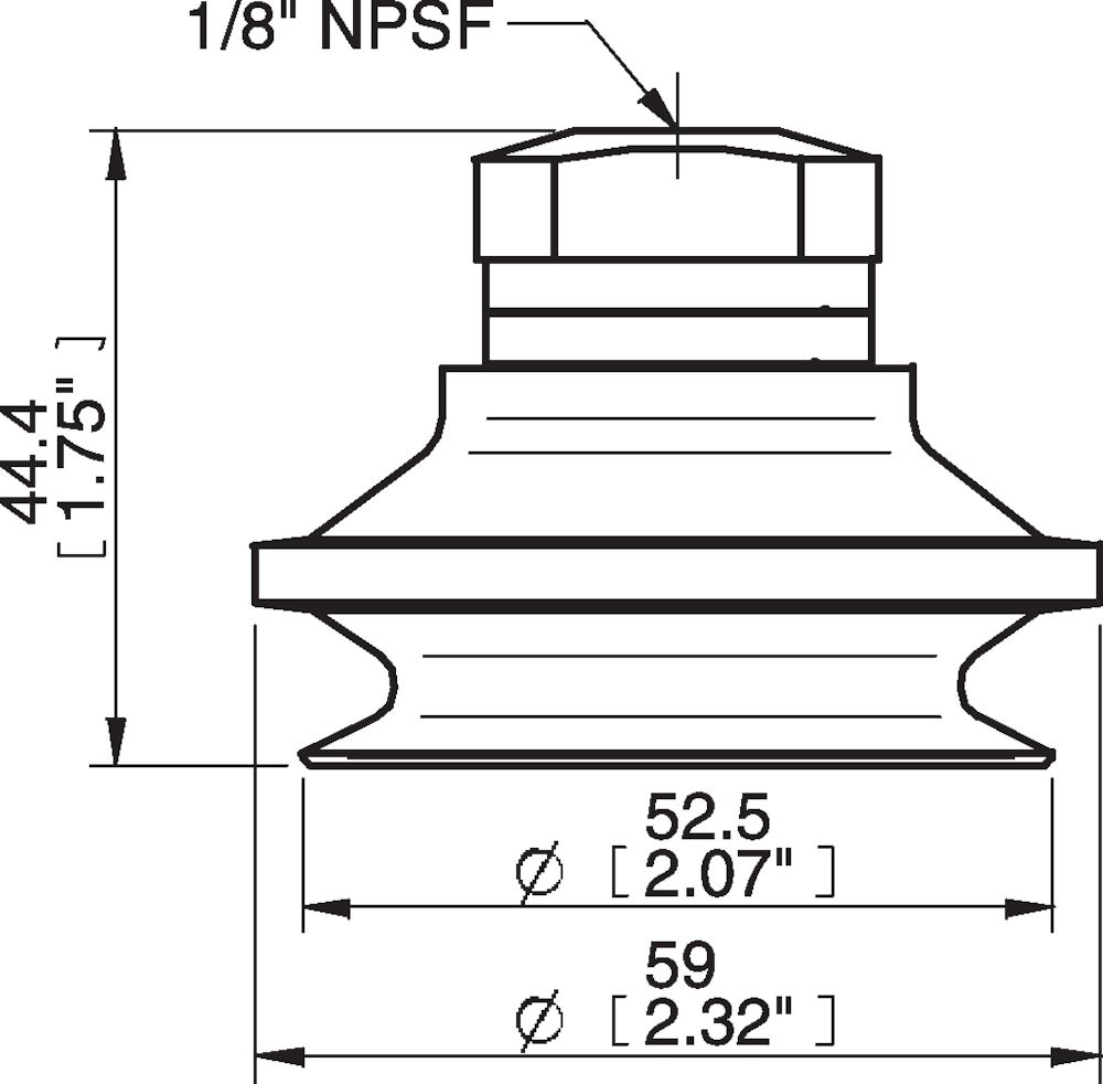 Piab Suction cup B50-2 Nitrile-PVC with filter, 1/8 NPSF female, with dual flow control valve
