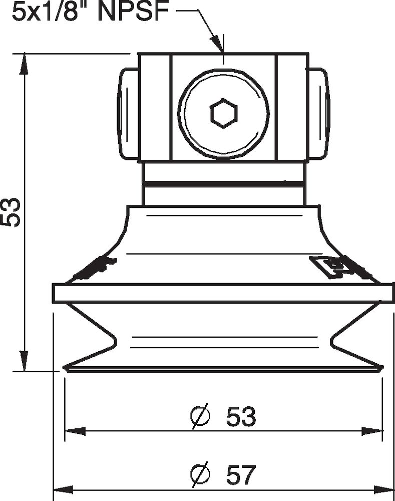 Piab Suction cup B50MF Thermoelastic polyurethane, 5x1/8 NPSF female
