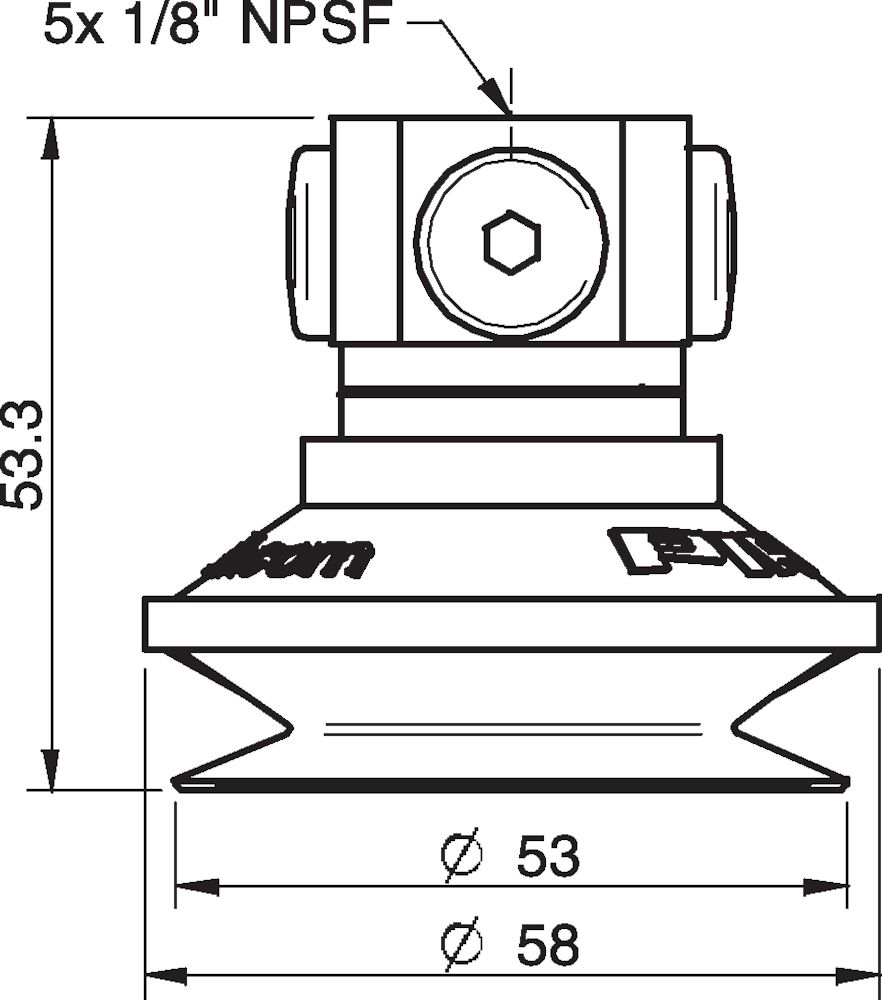 Piab Suction cup B50 Nitrile-PVC, 5x1/8 NPSF female