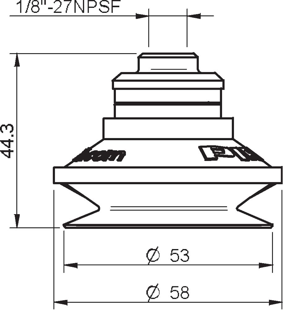 Piab Suction cup B50 Nitrile-PVC, 1/8 NPSF female, PA