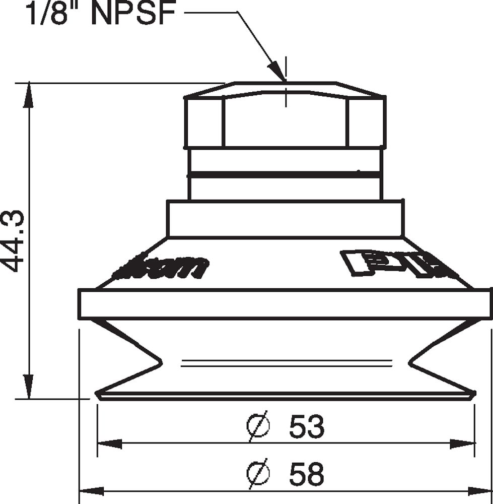 Piab Suction cup B50 HNBR, 1/8 NPSF female, with mesh filter