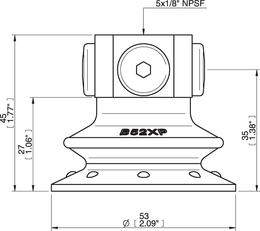 Piab Suction cup B52XP Polyurethane 60, 5x1/8 NPSF female