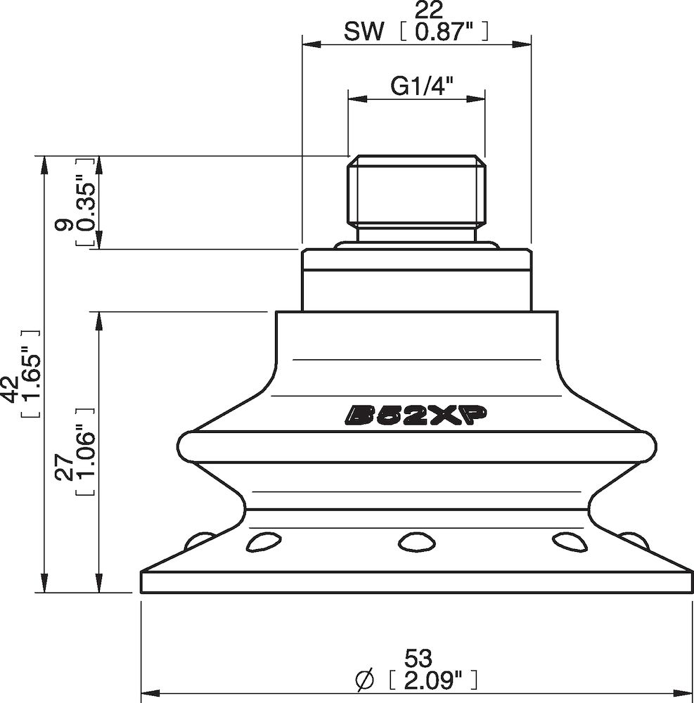 Piab Suction cup B52XP Polyurethane 30/60, G1/4  male with mesh filter
