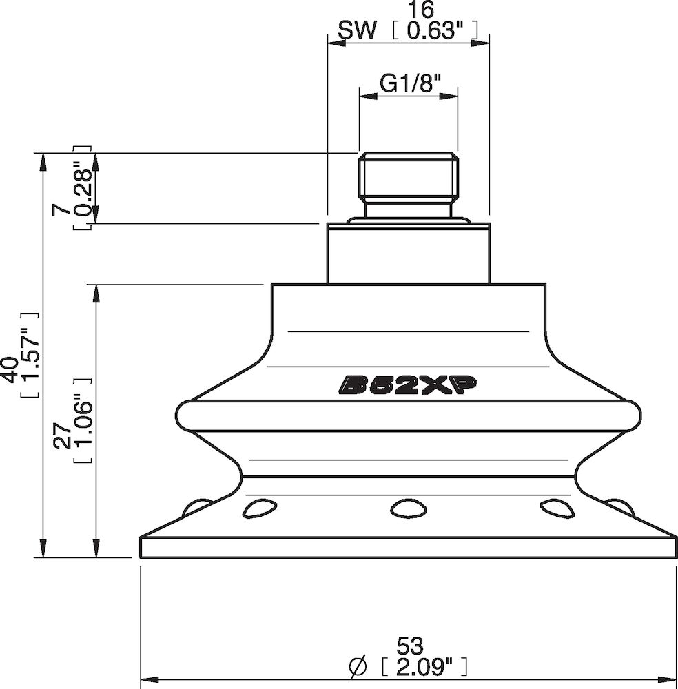 Piab Suction cup B52XP Polyurethane 30/60, G1/8  male with mesh filter