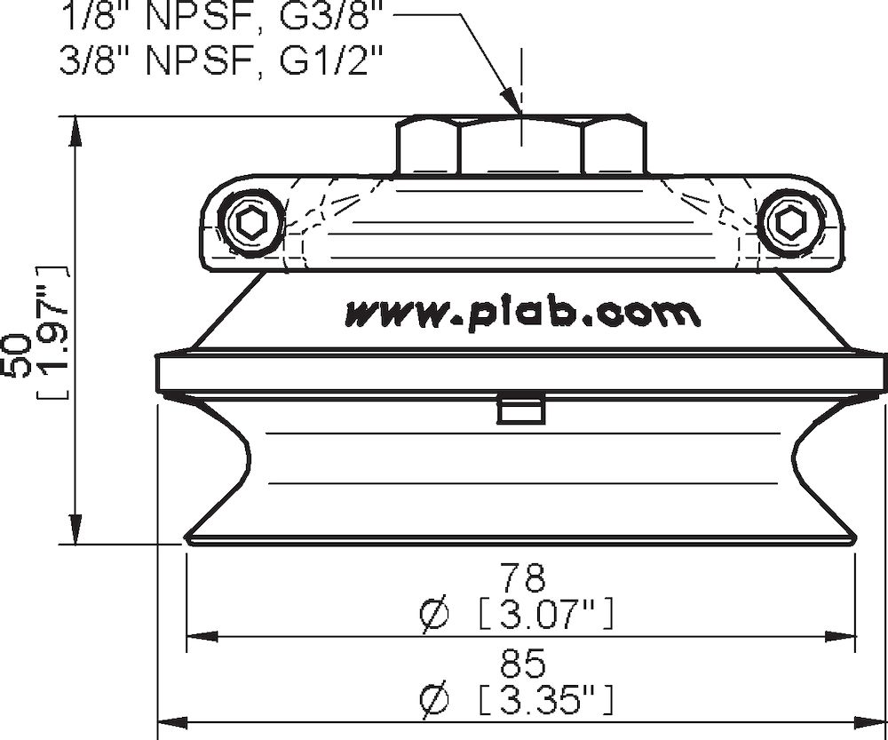 Piab Suction cup B75-2 Nitrile-PVC with filter, 1/8 NPSF female, with mesh filter