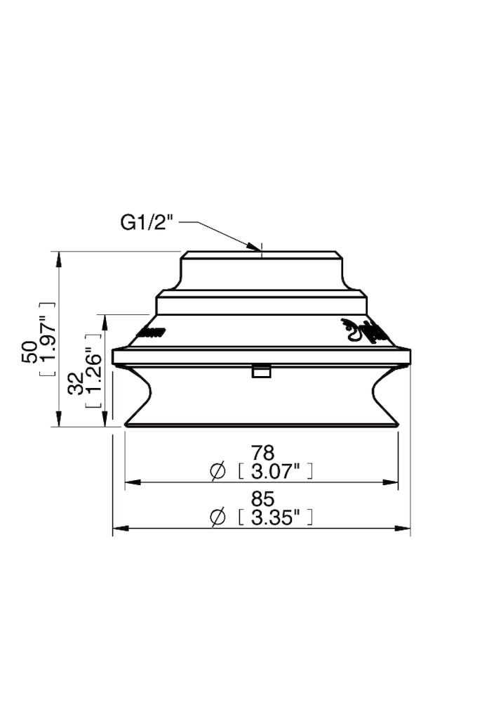Piab Suction cup B75-2 Nitrile-PVC, G1/2 female Al, with mesh filter