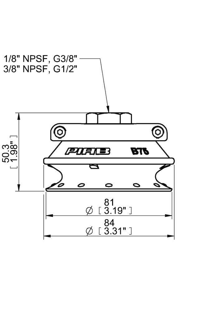 Piab Suction cup B75P Polyurethane 30/60, G1/2 female, with mesh filter