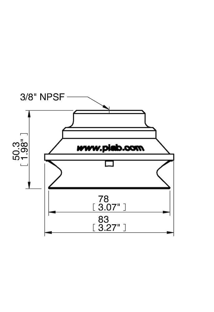 Piab Suction cup B75 Nitrile-PVC, 3/8 NPSF female Al, with mesh filter