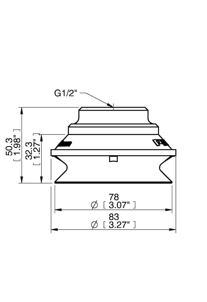 Piab Suction cup B75 Nitrile-PVC, G1/2 female Al, with mesh filter