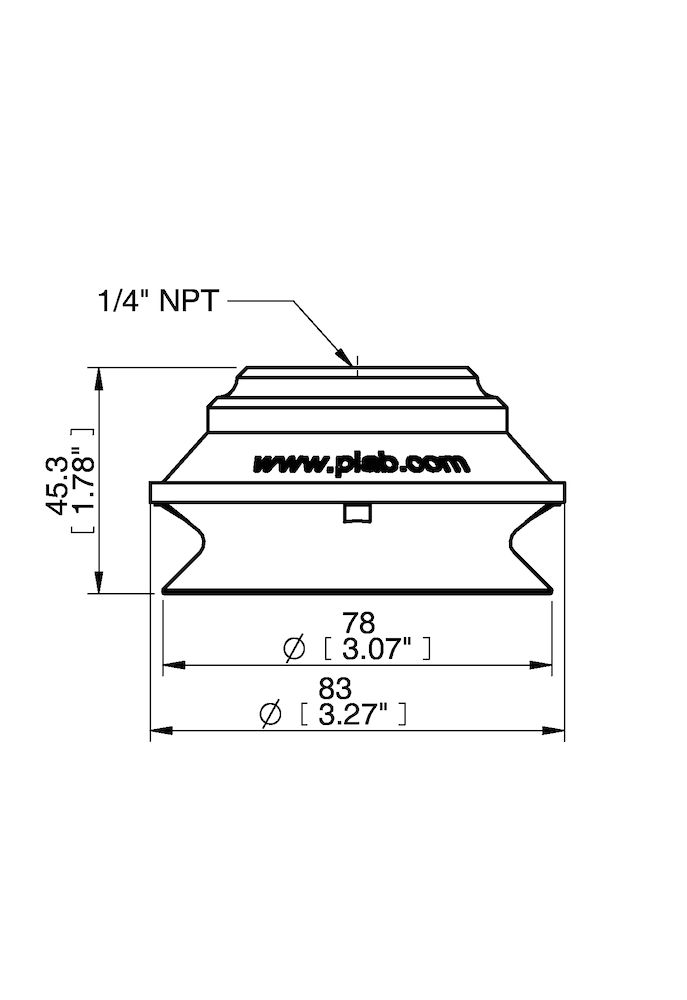 Piab Suction cup B75 HNBR, 1/4 NPT female Al, with mesh filter & 10-32 addl. conn.