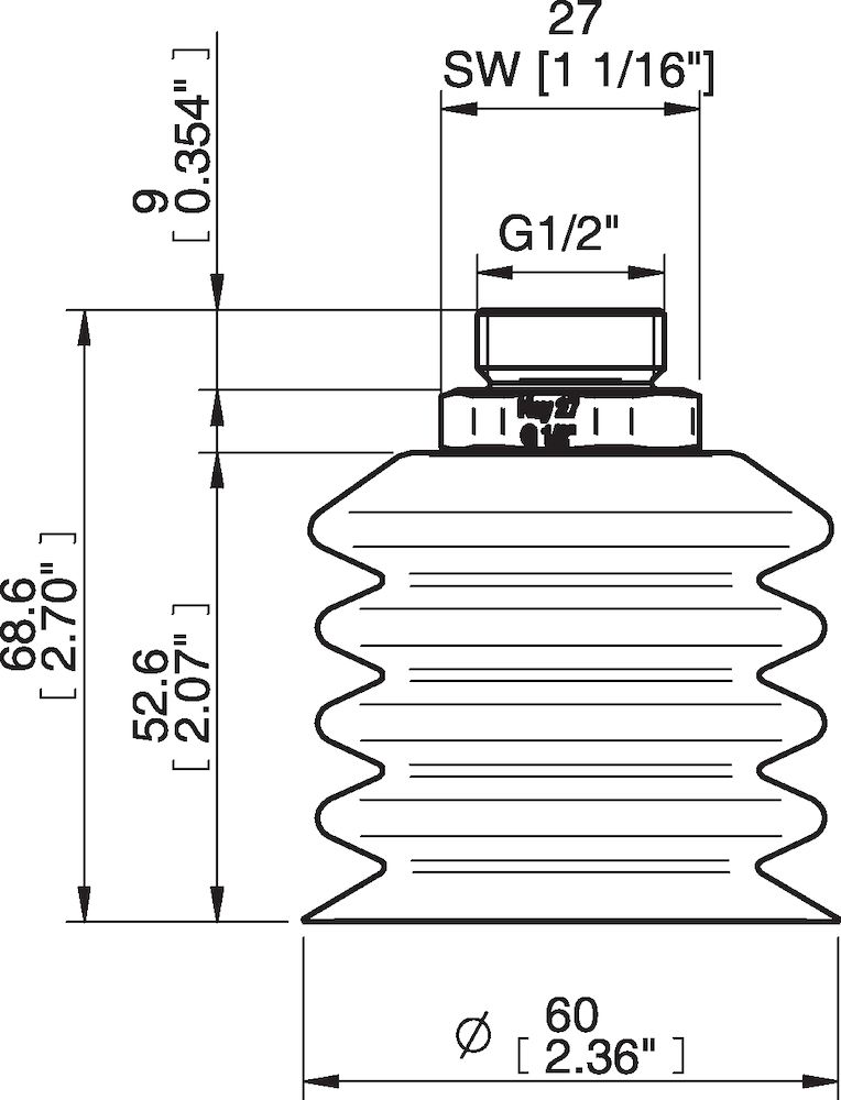 Piab BBL60-2.DS40.G12MSS.00 Suction cups and soft grippers