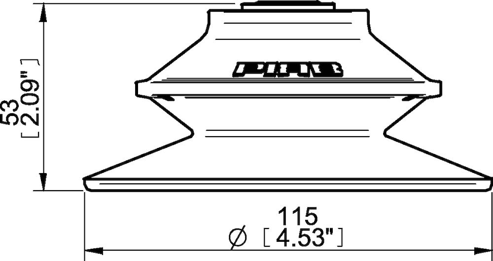 Piab Suction cup BF110P Polyurethane 60, with collar for thread insert for Vacuum Gripper System (VG