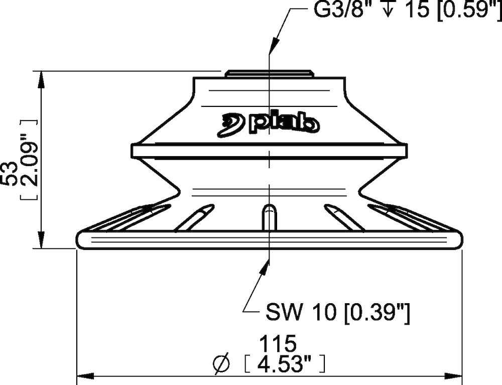 Piab Suction cup BFF110TP Polyurethane 55/60/30 G3/8 female plastic thread