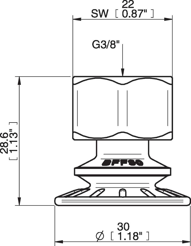 Piab Suction cup BFF30P Polyurethane 55/60, G3/8 female