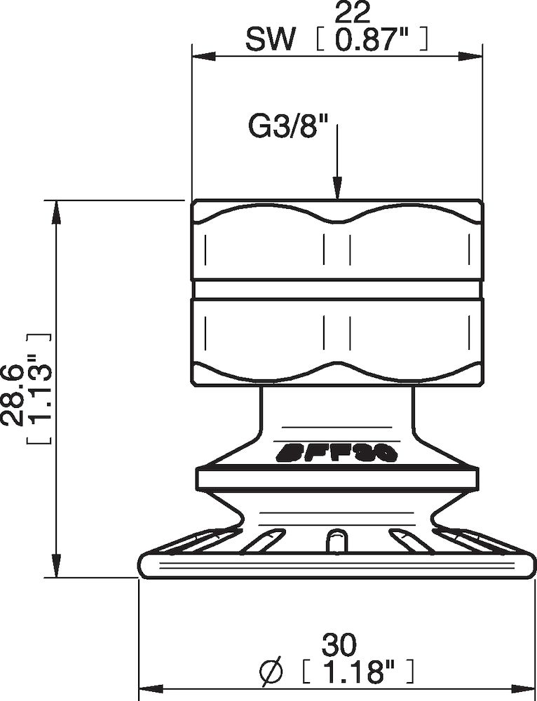 Piab Suction cup BFF30P Polyurethane 55/60, 3/8 NPT female
