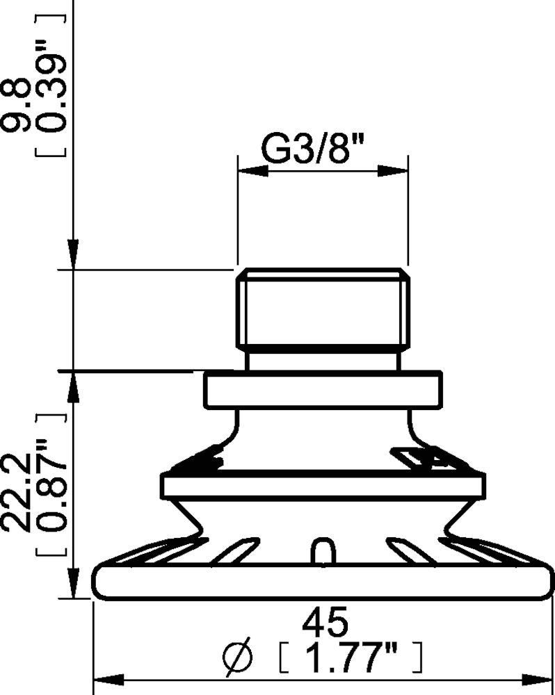 Piab Suction cup BFF40P Polyurethane 55/60, G3/8 male, with mesh filter