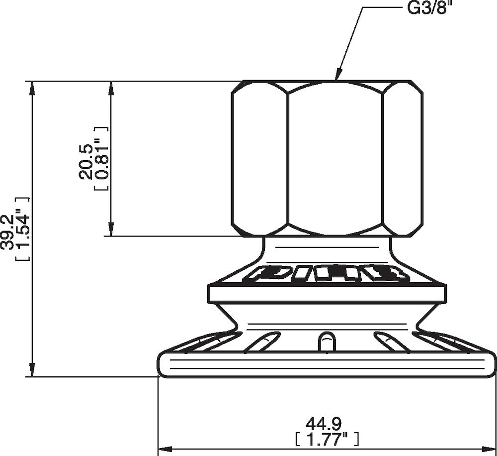 Piab Suction cup BFF40P Polyurethane 55/60, G3/8 female, plastic thread