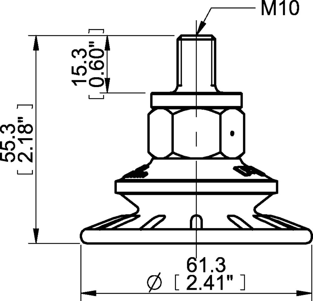 Piab Suction cup BFF60P Polyurethane 55/60,M10x1.5 male