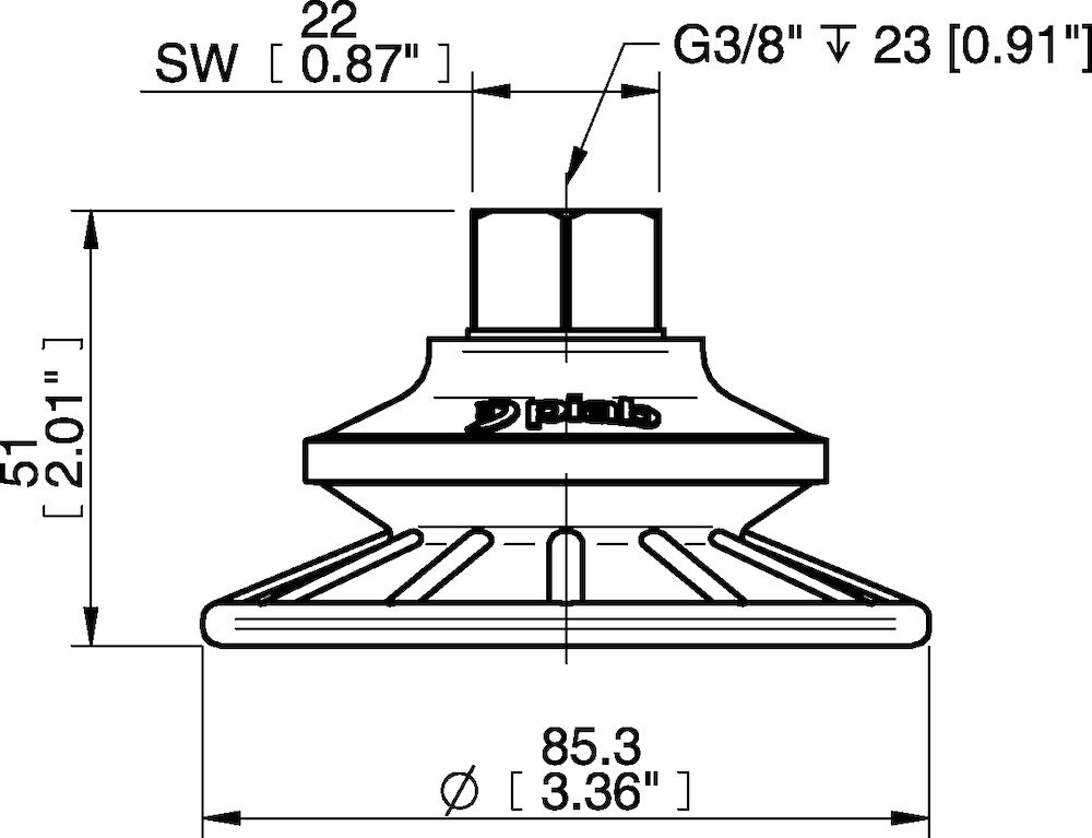 Piab Suction cup BFF80P Polyurethane 55/60 G3/8 female plastic thread