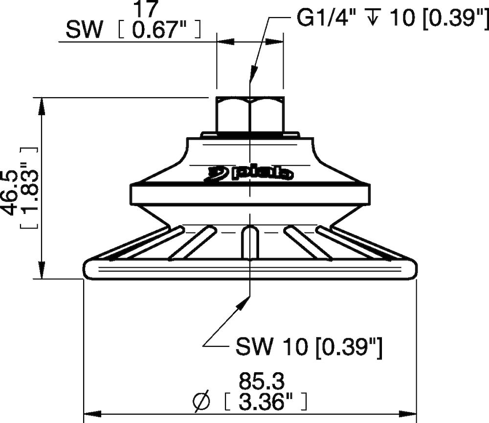Piab Suction cup BFF80P Polyurethane 55/60 G1/4 female with mesh filter