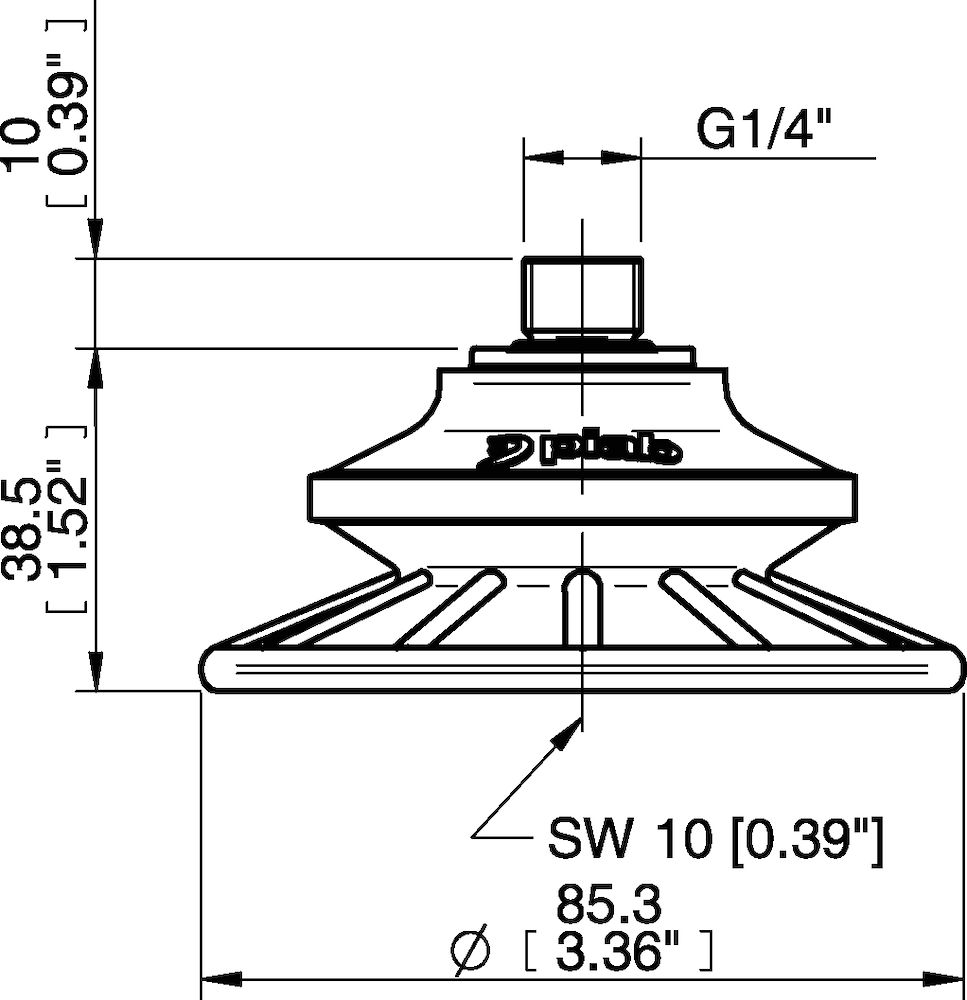 Piab Suction cup BFF80TP Polyurethane 55/60/30 G1/4 male with mesh filter