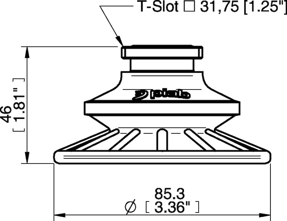 Piab Suction cup BFF80TP Polyurethane 55/60/30 T-slot with mesh filter
