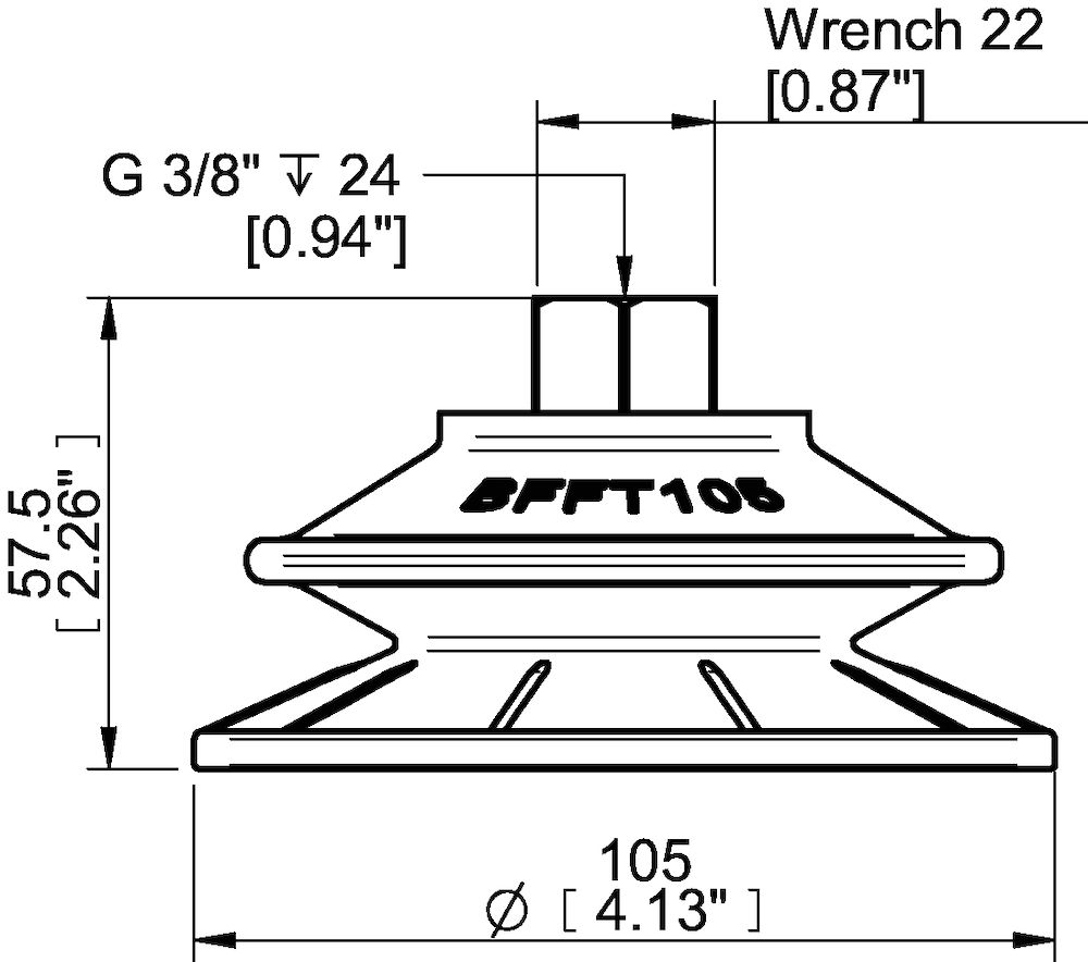 Piab Suction cup BFFT105P Polyurethane 60/60/30, G3/8 female plastic