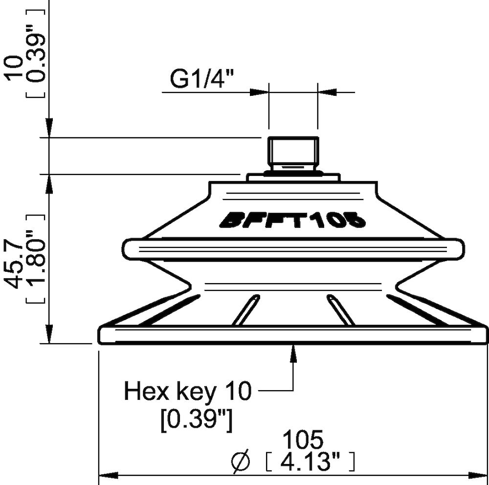 Piab Suction cup BFFT105P Polyurethane 60/60/30, G1/4 male with mesh filter