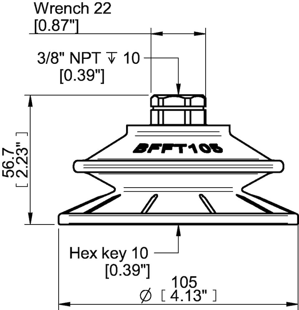 Piab Suction cup BFFT105P Polyurethane 60/60/30, 3/8 NPT female with mesh filter