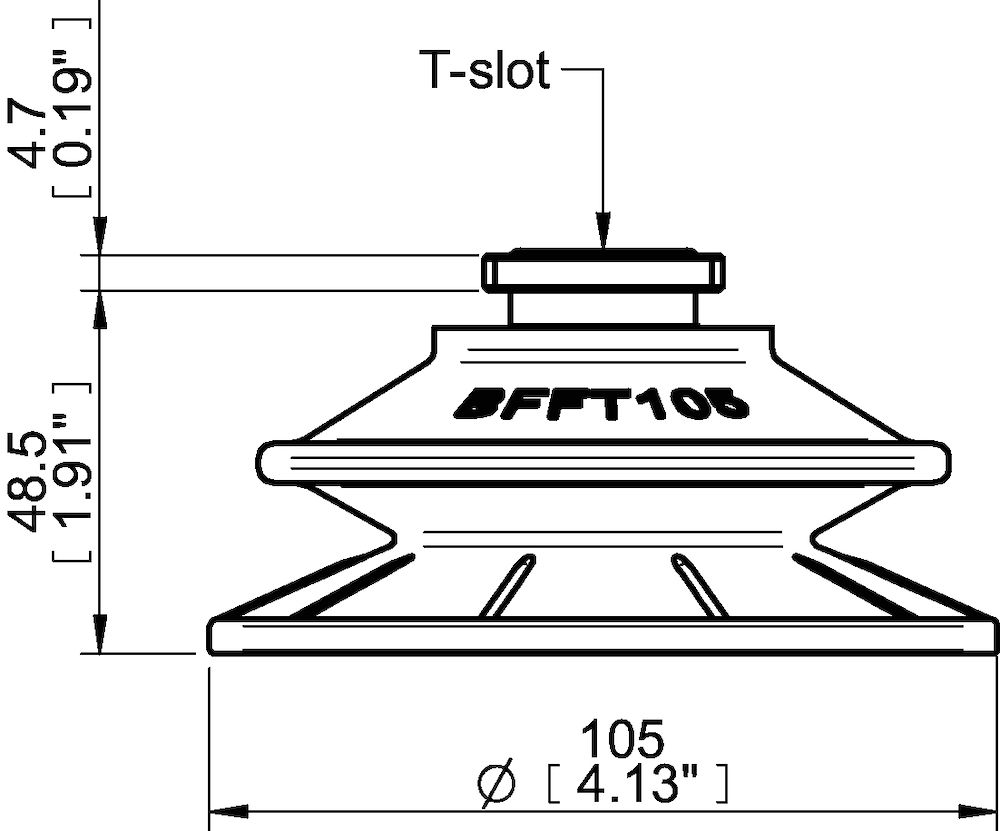 Piab Suction cup BFFT105P Polyurethane 60/60/30, T-slot with mesh filter