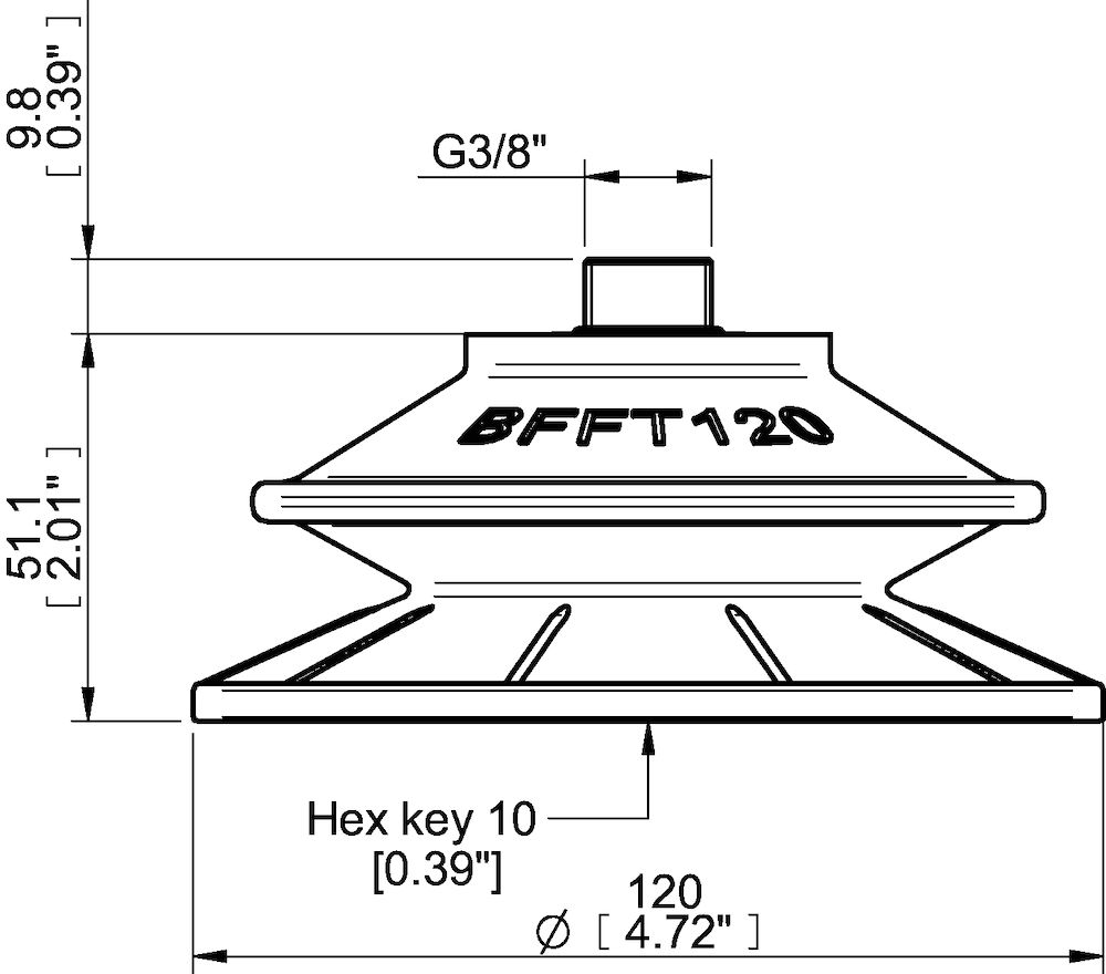 Piab Suction cup BFFT120P Polyurethane 60/60/30, G3/8 male