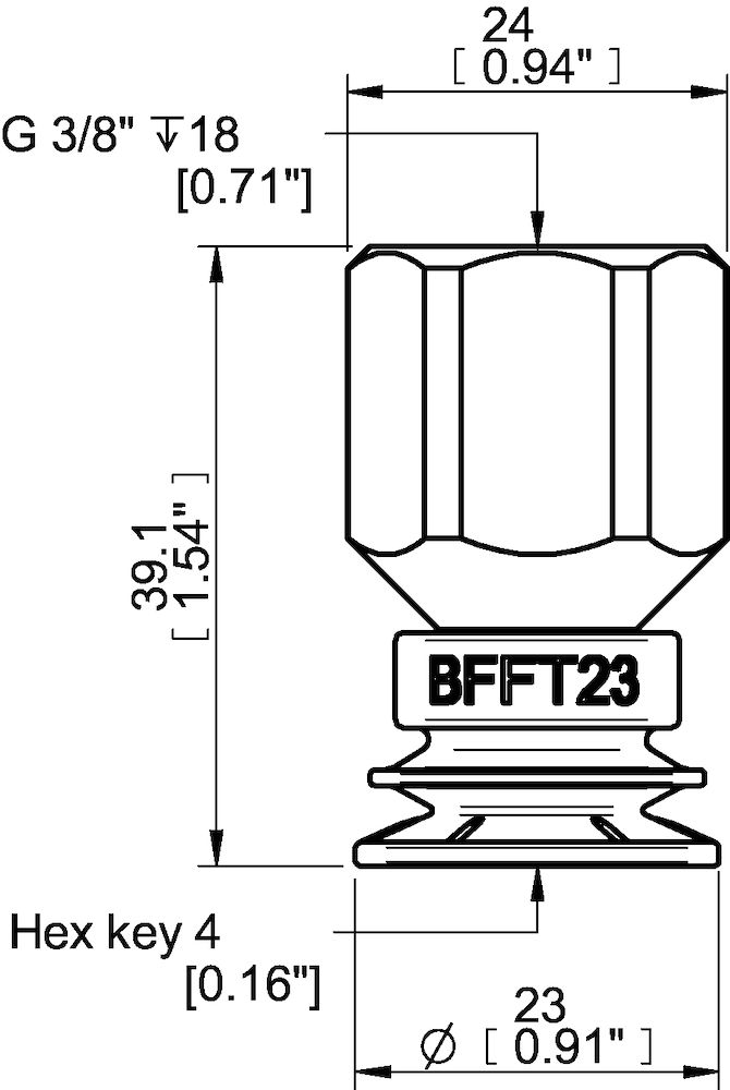 Piab Suction cup BFFT23P Polyurethane 60/60/30, G3/8 female 17mm