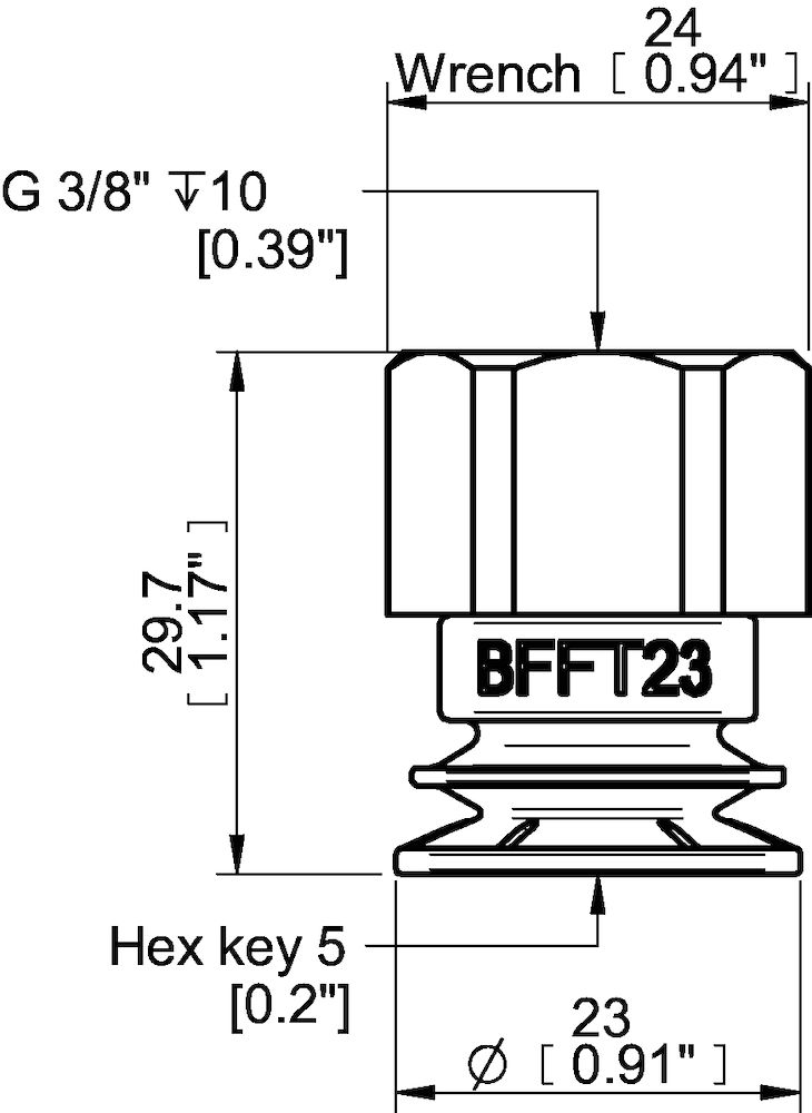 Piab Suction cup BFFT23P Polyurethane 60/60/30, G3/8 female plastic