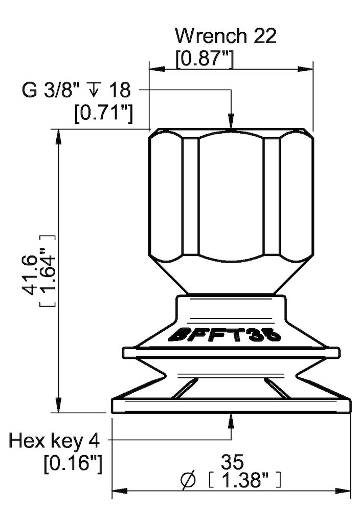 Piab Suction cup BFFT35P Polyurethane 60/60/30, G3/8 female 17mm