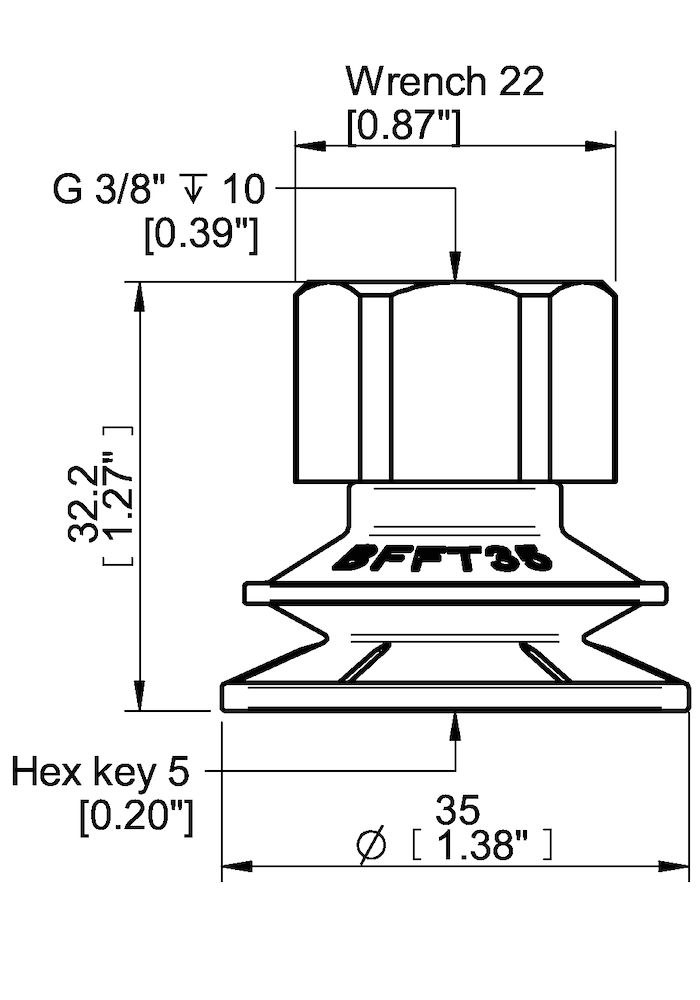 Piab Suction cup BFFT35P Polyurethane 60/60/30, G3/8 female plastic