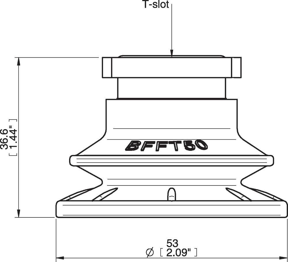 Piab Suction cup BFFT50P Polyurethane 60/60/30, T-slot, with mesh filter
