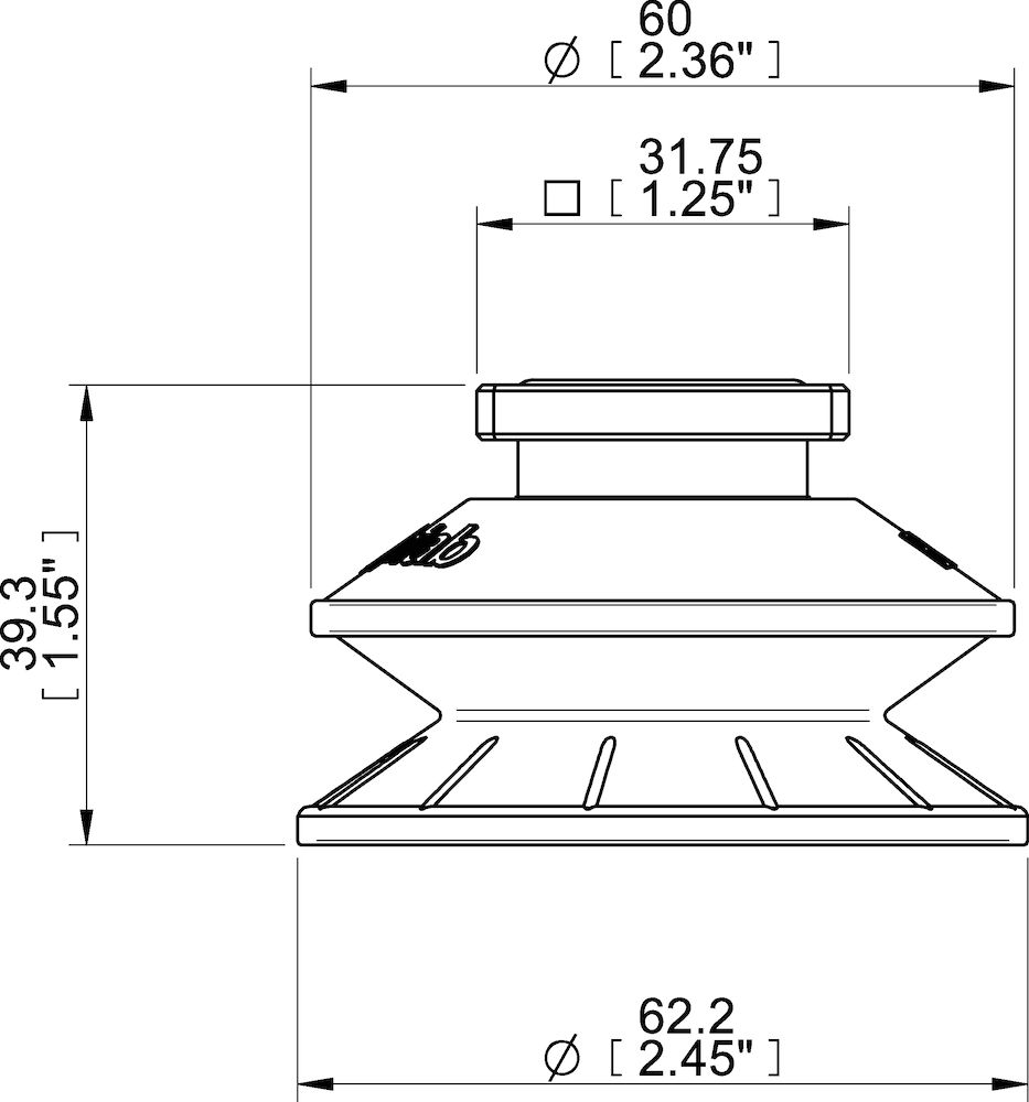 Piab Suction cup BFFT60P-2 Polyurethane 60/60/30, T-slot, with mesh filter