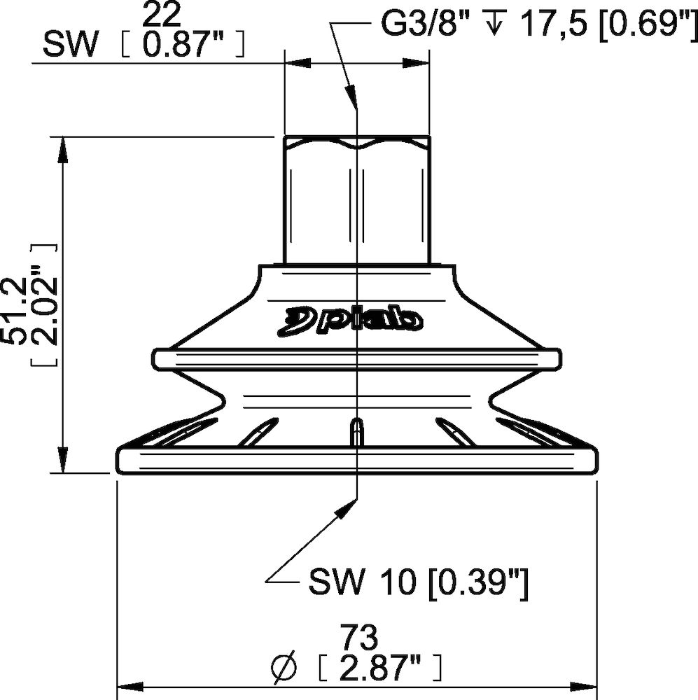 Piab Suction cup BFFT70P Polyurethane 60/60/30 G3/8 female with mesh filter 17 mm thread