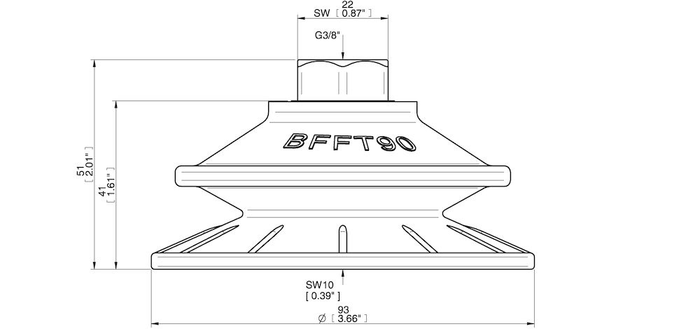Piab Suction cup BFFT90P Polyurethane 60/60/30, G3/8 female plastic