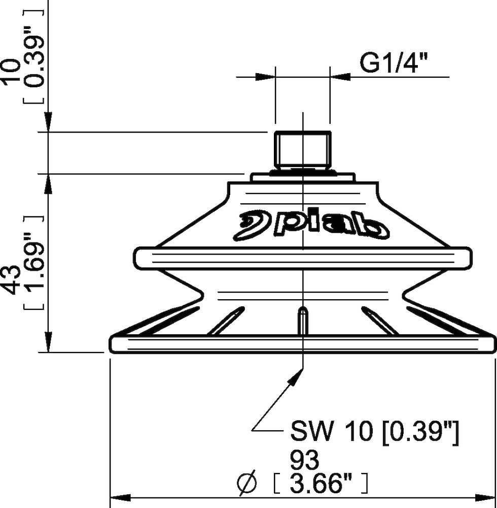Piab Suction cup BFFT90P Polyurethane 60/60/30 G1/4 male with mesh filter