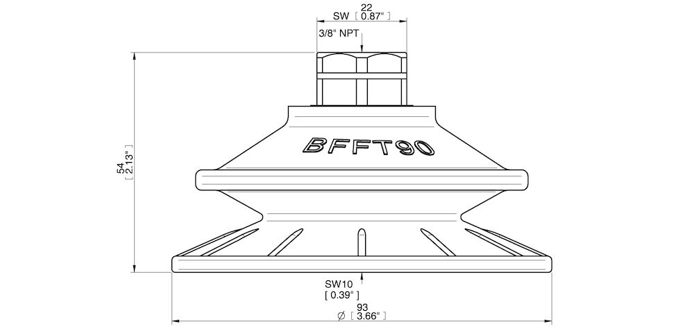 Piab Suction cup BFFT90P Polyurethane 60/60/30, 3/8 NPT female, with mesh filter